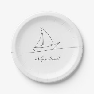 Sailboat Beach Theme Baby Shower  Paper Plate