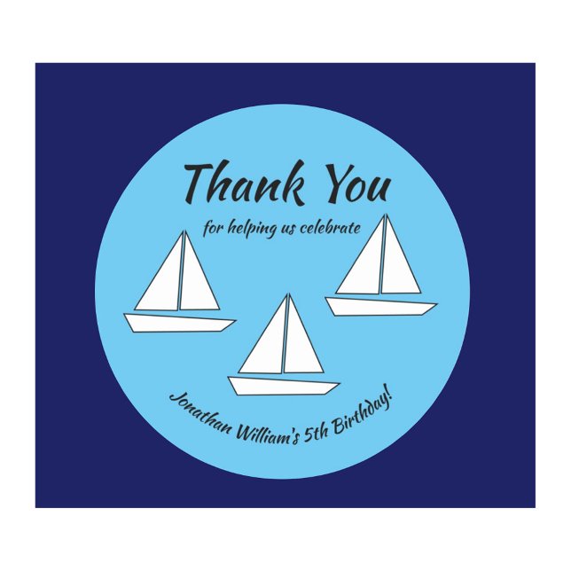 Sailboat Birthday Classic Round Sticker (Creator Uploaded)