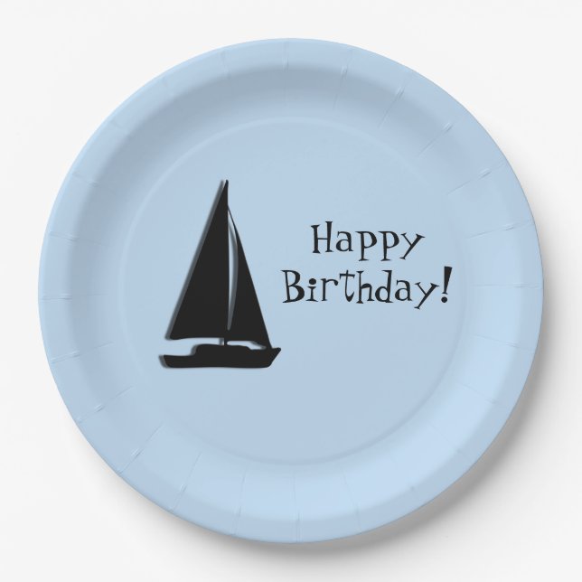 Sailboat Birthday Paper Plate (Front)