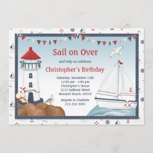 Sailboat Birthday Party Invitation