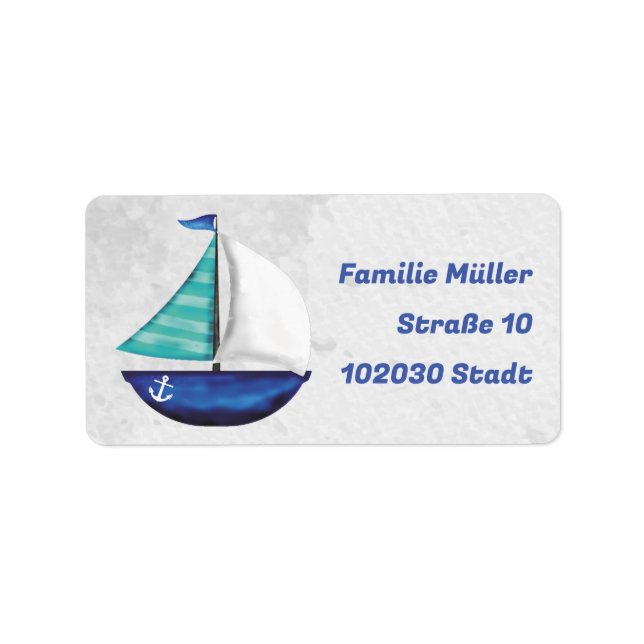 sailboat blue - hand painting | maritime label (Front)