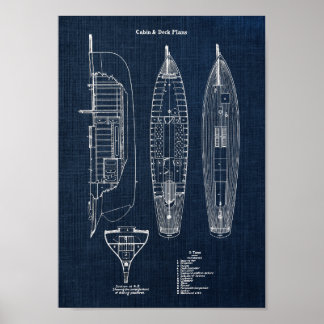 Sailboat Blueprint no. 2 Nautical Wall Decor