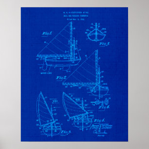 Sailboat Blueprint no. 4 Nautical Themed  Poster