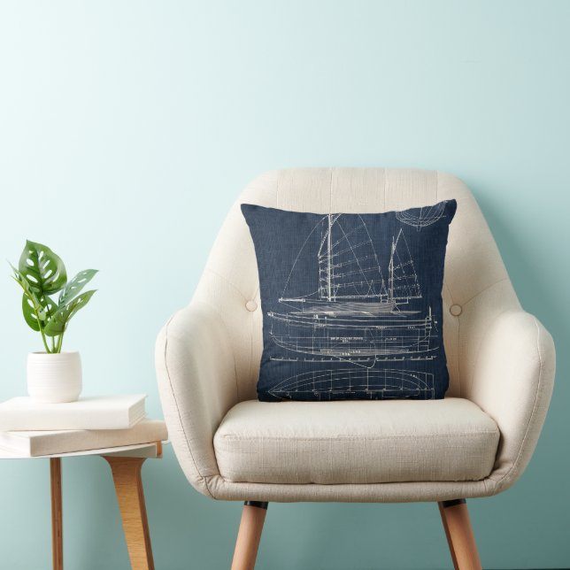 Sailboat Blueprints Cushion (Chair)