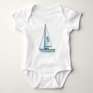 Sailboat cartoon illustration baby bodysuit