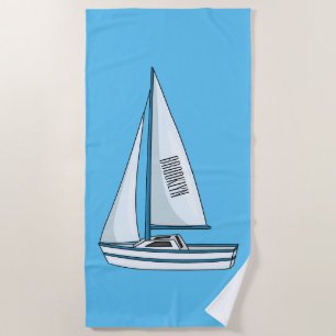 Sailboat cartoon illustration  beach towel