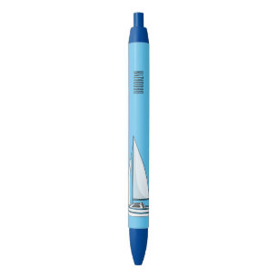 Sailboat cartoon illustration black ink pen