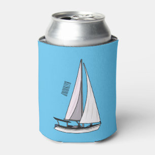 Sailboat cartoon illustration can cooler