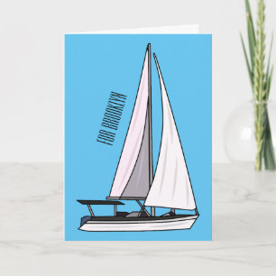 Sailboat cartoon illustration card