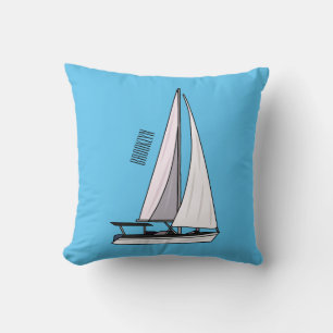 Sailboat cartoon illustration cushion