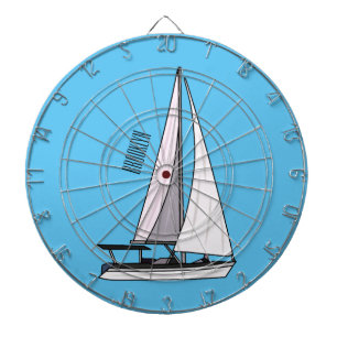 Sailboat cartoon illustration dartboard