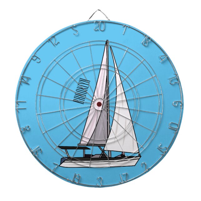 Sailboat cartoon illustration dartboard (Front)