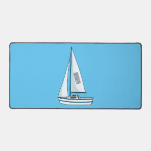 Sailboat cartoon illustration desk mat