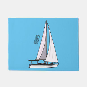 Sailboat cartoon illustration doormat