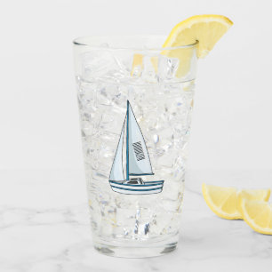 Sailboat cartoon illustration glass