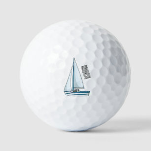 Sailboat cartoon illustration golf balls