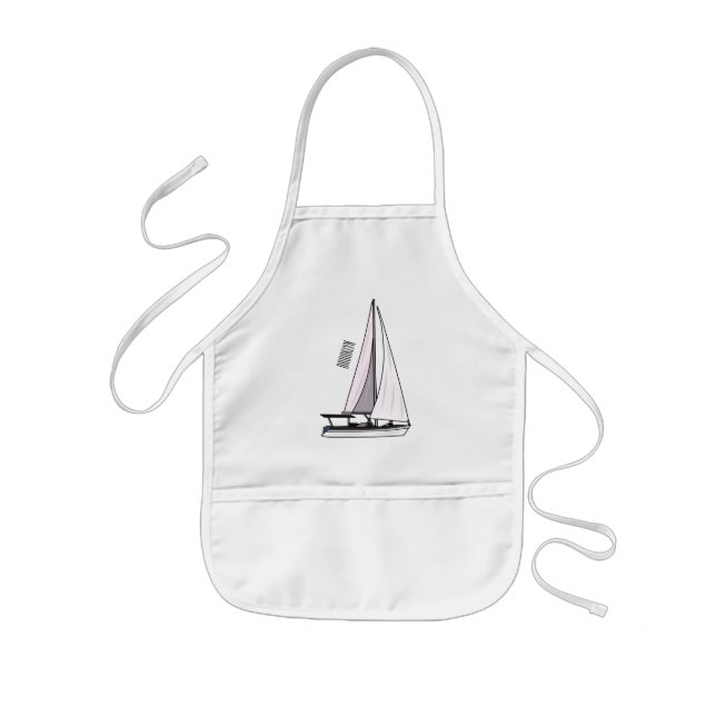 Sailboat cartoon illustration kids apron (Front)