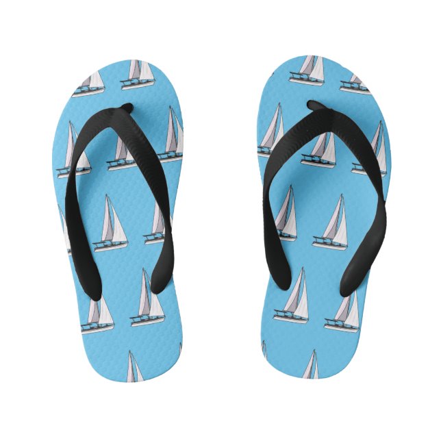 Sailboat cartoon illustration kid's thongs (Footbed)