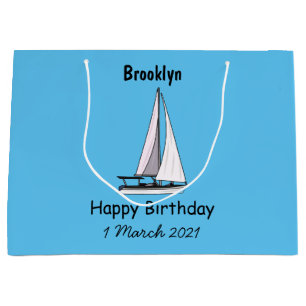Sailboat cartoon illustration large gift bag