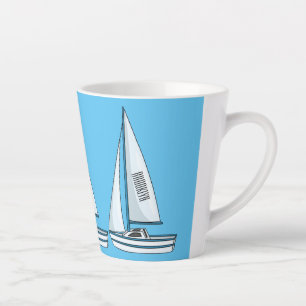 Sailboat cartoon illustration latte mug