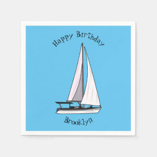 Sailboat cartoon illustration napkin