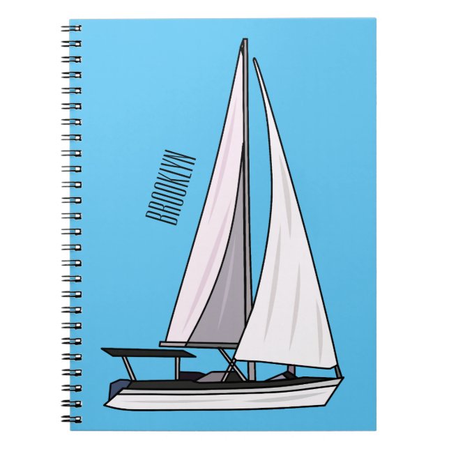 Sailboat cartoon illustration notebook (Front)