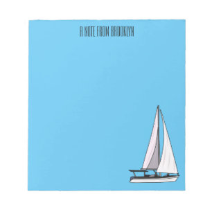 Sailboat cartoon illustration notepad
