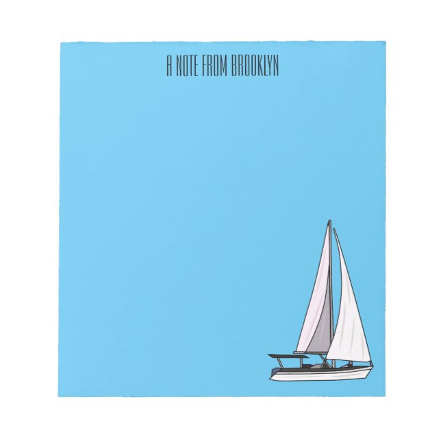 Sailboat cartoon illustration notepad (Front)