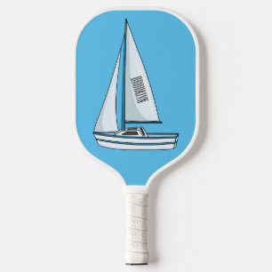 Sailboat cartoon illustration pickleball paddle