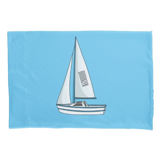 Sailboat cartoon illustration  pillowcase (Front)