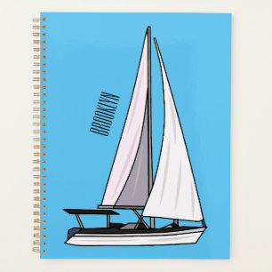 Sailboat cartoon illustration planner