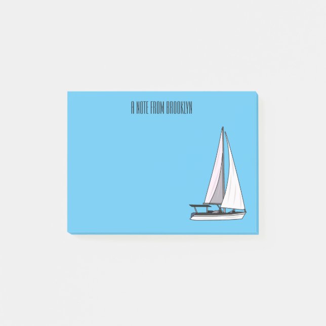 Sailboat cartoon illustration post-it notes (Front)