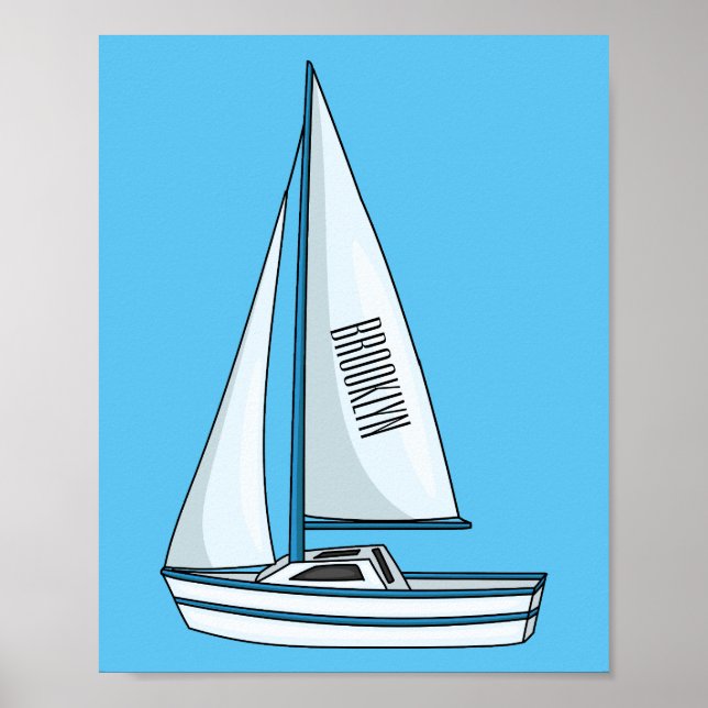 Sailboat cartoon illustration  poster (Front)