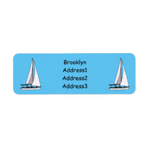 Sailboat cartoon illustration return address label
