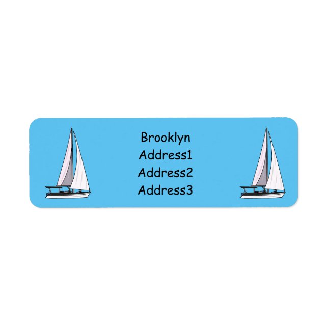 Sailboat cartoon illustration return address label (Front)