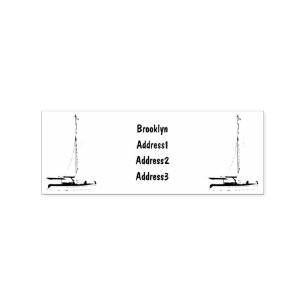 Sailboat cartoon illustration rubber stamp