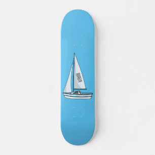 Sailboat cartoon illustration skateboard
