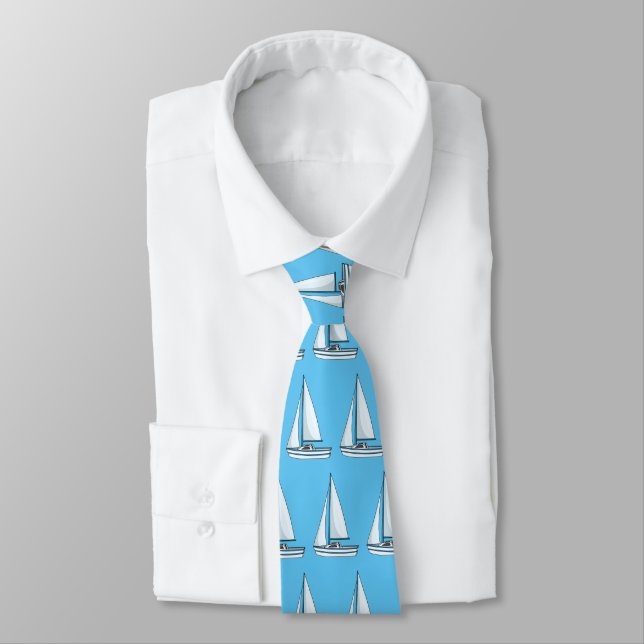 Sailboat cartoon illustration tie (Tied)