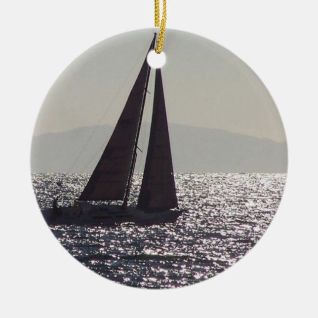 Sailboat & Catalina Island Ornament (Front)