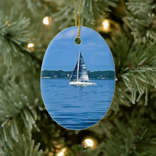 Sailboat ceramic ornament