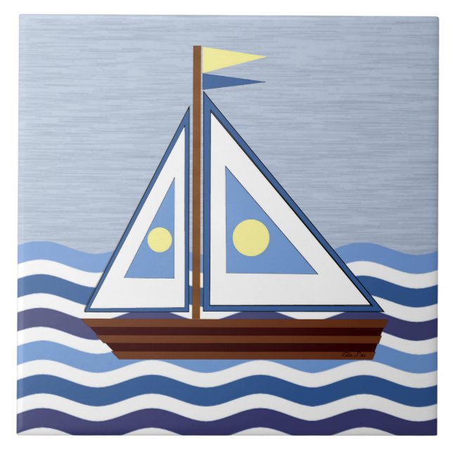 Sailboat  ceramic tile (Front)
