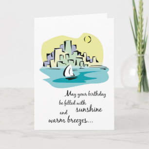 Sailboat City Birthday Card