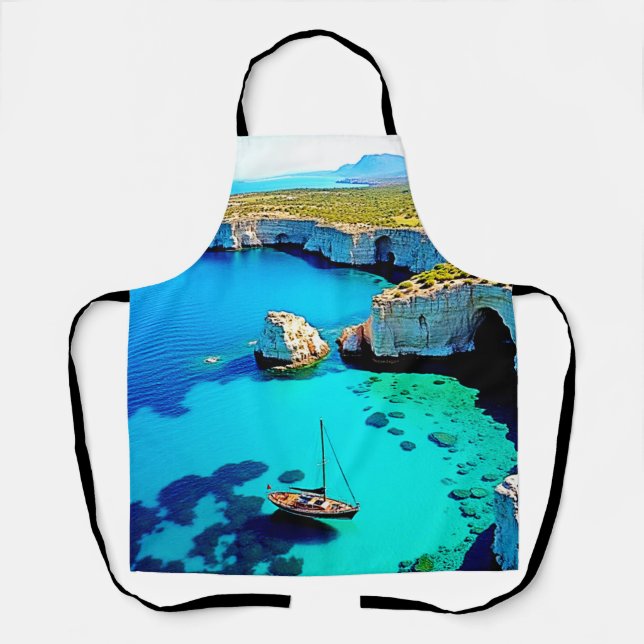 Sailboat Cliffside Sanctuary Art Apron (Front)