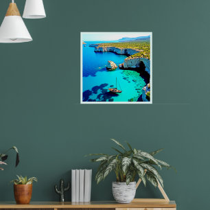 Sailboat Cliffside Sanctuary Art Poster