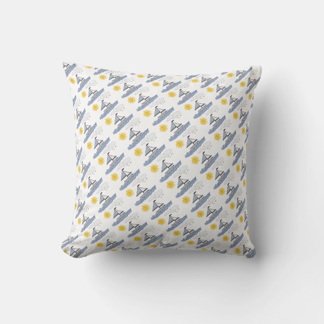 Sailboat Collage Pattern Cushion (Front)