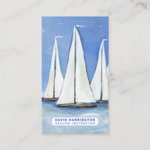 Sailboat Custom QR Code Scannable Coastal Vertical Business Card