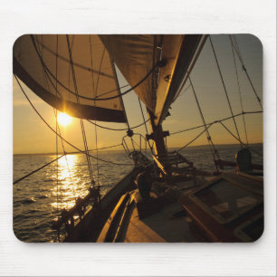 Sailboat Deck, Heading Into Setting Sun Mouse Pad