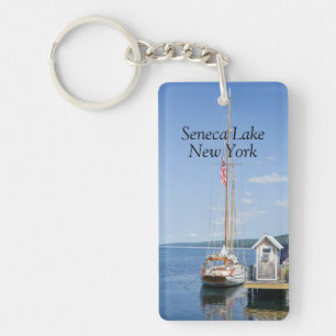 Sailboat docked in Seneca Lake Key Ring