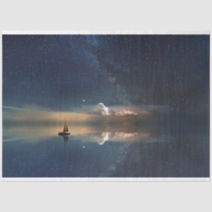 Sailboat Fantasy Ocean Night Sky 20x30 Decoupage Tissue Paper