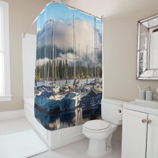Sailboat Harbor // Lake Dillon Colorado Shower Curtain (In Situ)